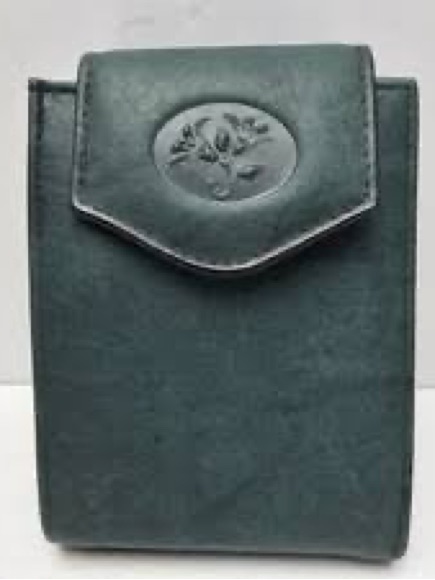 Green Leather Floral Embossed Wallet